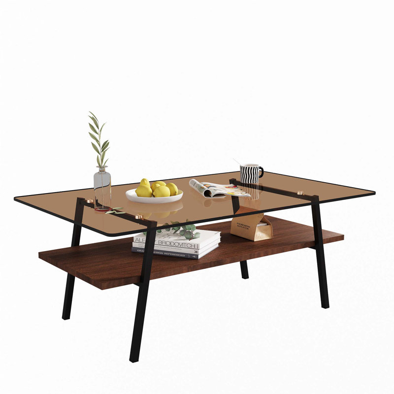 Table basse rectangulaire en verre trempé