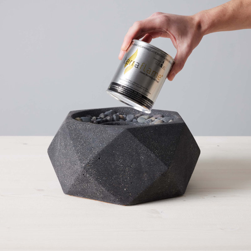Graphite Concrete Tabletop Gel Fuel Fire Bowl