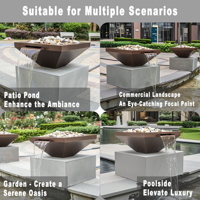 Handcrafted Outdoor Stainless Steel Waterfall Fountain
