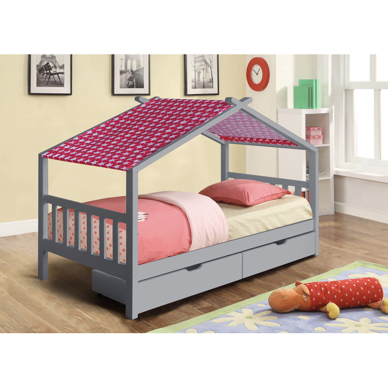 Rumer UK Single - DE 90 X 190 Cm Storage Bed, Grey/Pink