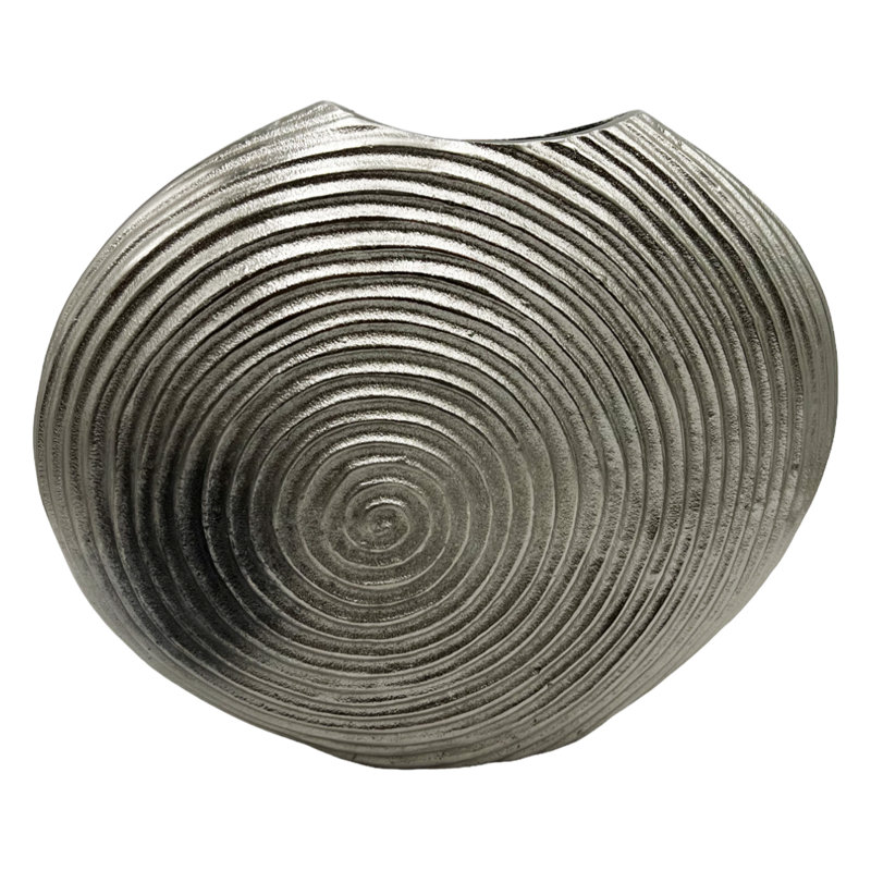 Khairun Handmade Aluminum Table Vase, Silver, 13" H x 16" W x 3.5" D