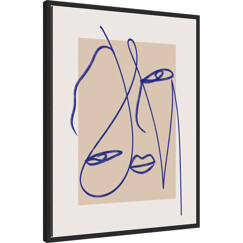 "Abstract Blue Line Art" par Little Dean, reproduction d'art sur toile encadrée, 23 x 30