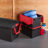 Sterilite 12 Gallon/45 Liter Hinged Lid Industrial Tote, Red Lid