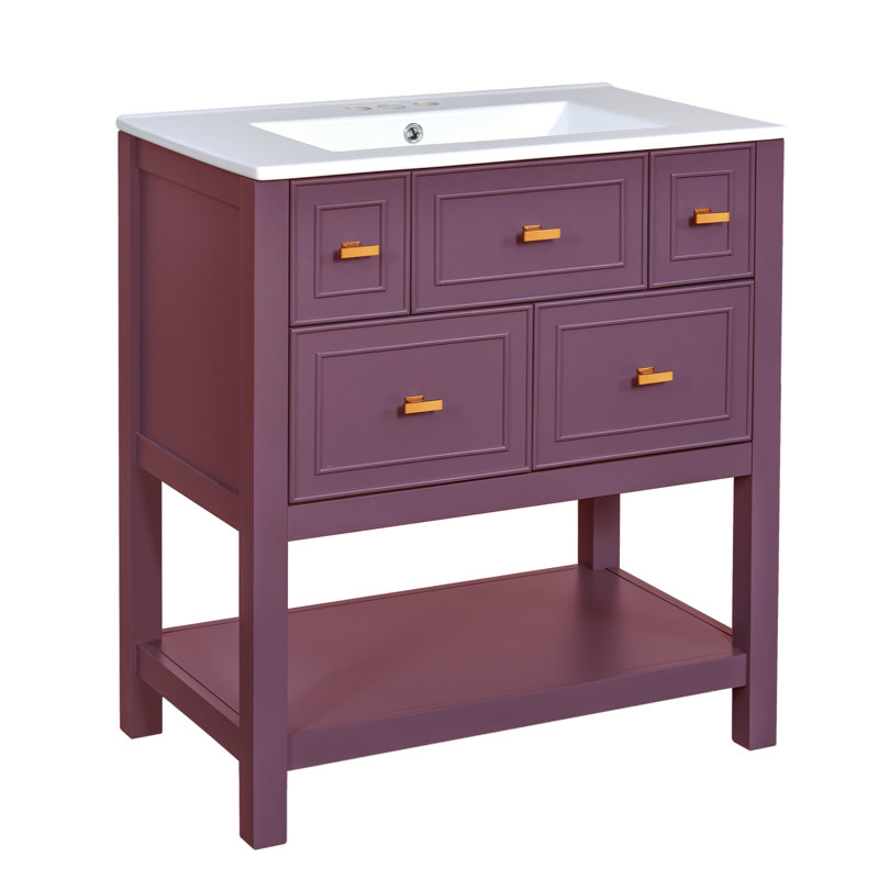 30" Single Bathroom Vanity Set, Red