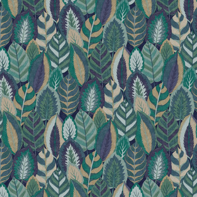 Sublime Arty Leaves Blue 10m x 52cm Matte Wallpaper Roll