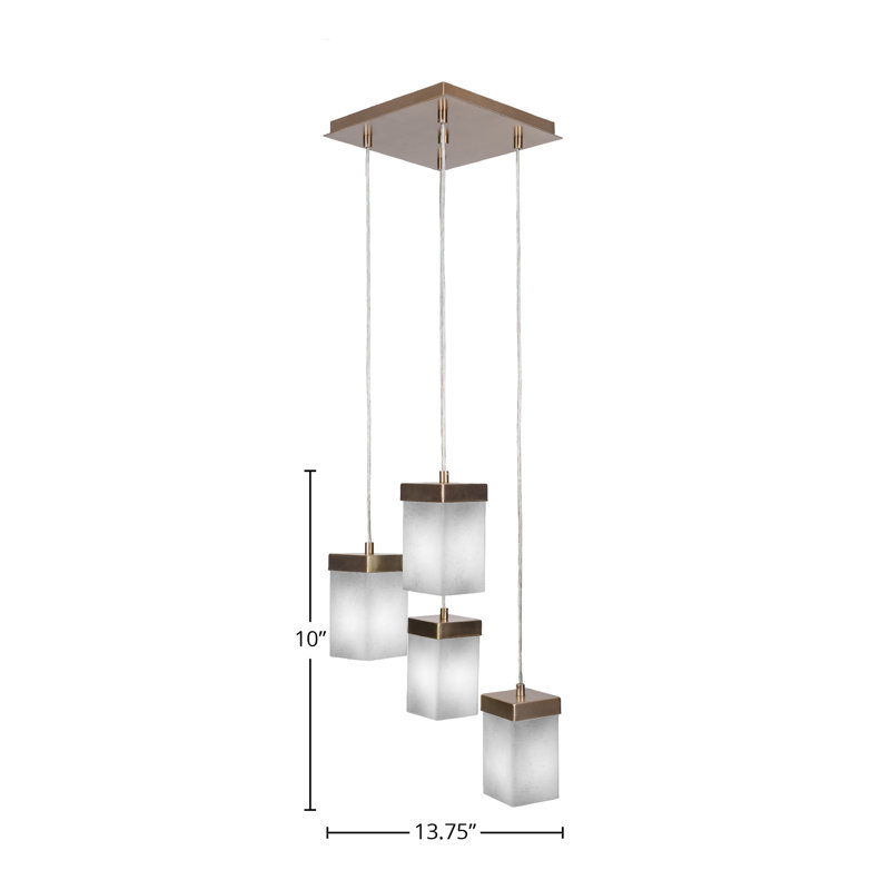 Luminaire suspendu grappe 4 lumières Nouvelle, Blanc, Laiton New Age