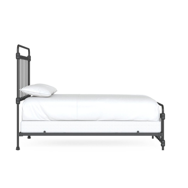 Lit en fer Picket Fence, Très grand californien, Baroque Black