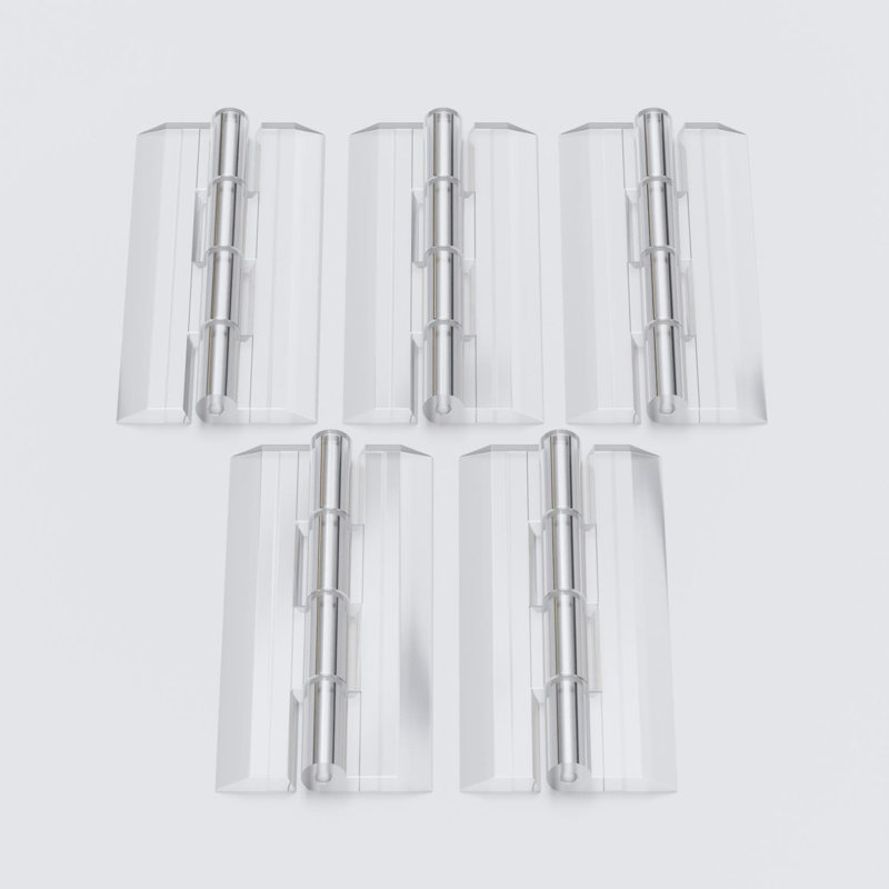 5x Clear Acrylic Piano Hinges 100 mm x 45 mm, Continuous Plastic Hinges