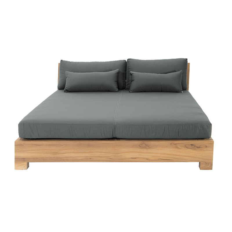Huntington 64'' Wide Teak Patio Daybed with Cushions, Canvas Regatta Sunbrella® Canvas