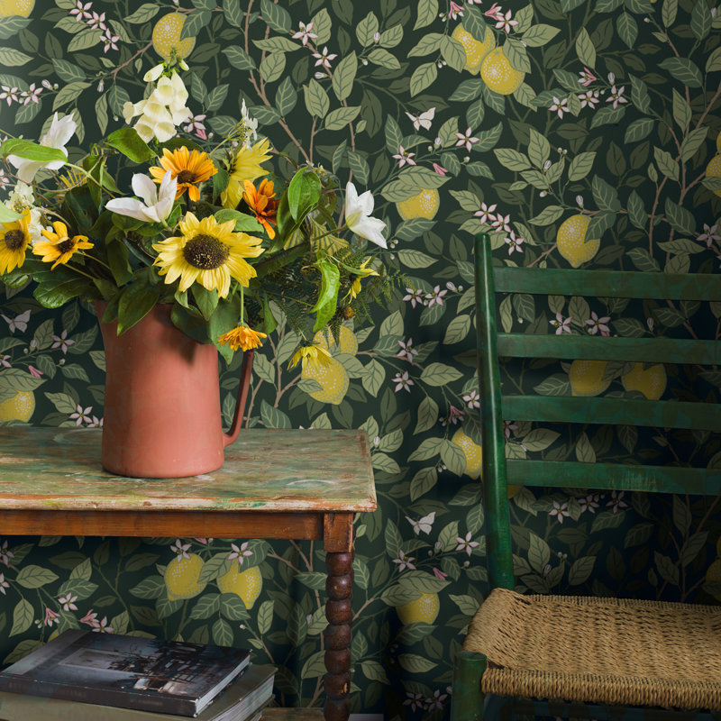 Boråstapeter Citronträd Wallpaper, Green