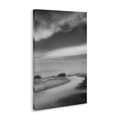 Grayscale Beach Shore Canvas Wall Art, design by Don Schwartz