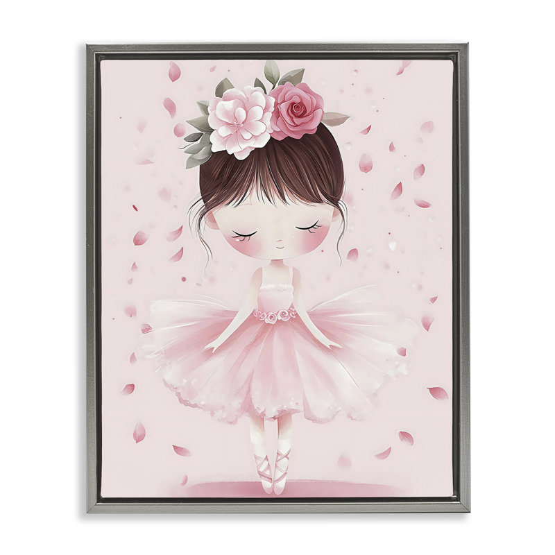 Ballerine avec cadre flottant coiffe florale, design par Creative Studio, H 31 po x l 25 po, Cadre flottant gris lustré