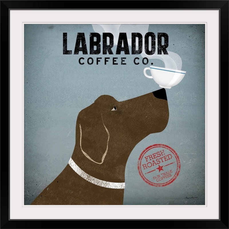 « labrador coffee co » par ryan fowler, affiche rétro, H 35 po x l 35 po x P 1,5 po, Toile