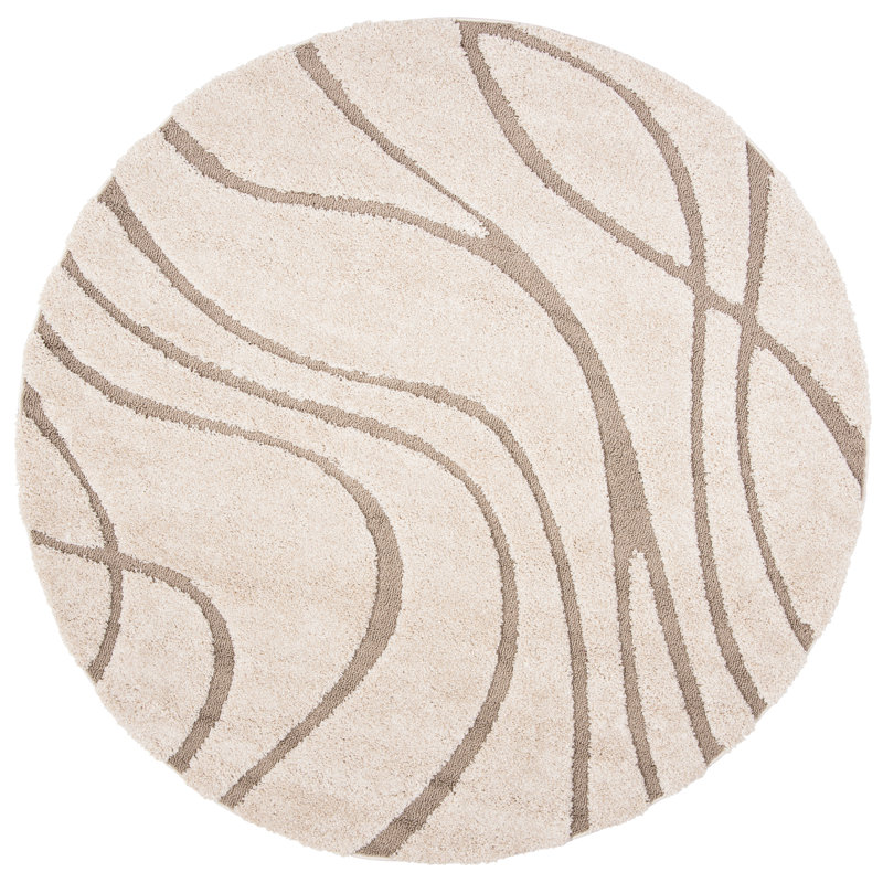 Tapis crème / beige Ashal, Rond 8 pi, Cream/Beige