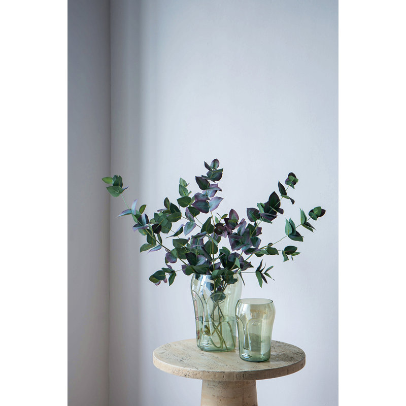 S/2 Decorative Green Glass Vases With Face Motifs