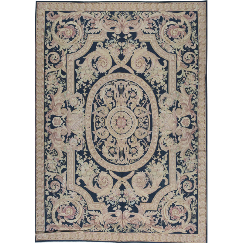 Hand-Knotted High-Quality Black and Gold Area Rug