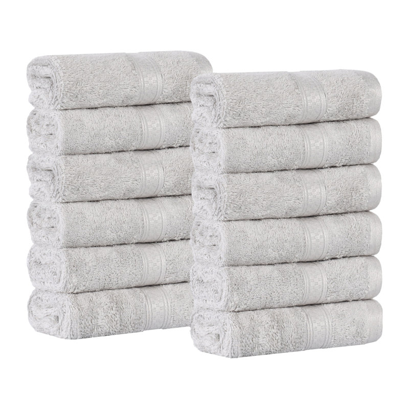 Nolhan 12 Piece Rayon from Bamboo Washcloth Towel Set, Chrome