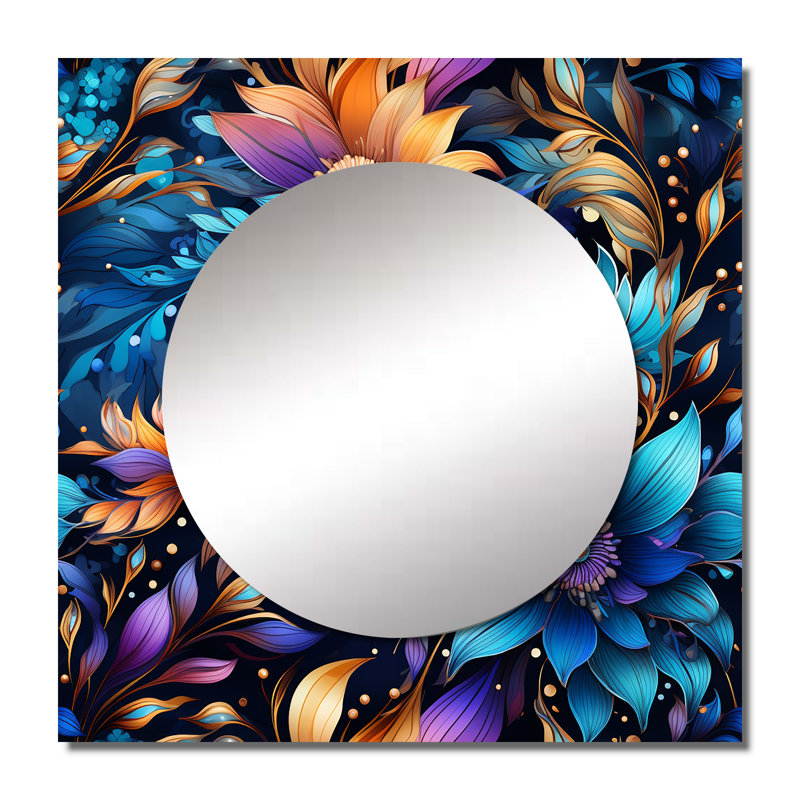 Motif mystique boho boho - grand miroir mural carré bohémien et éclectique pour chambre, 36 po x 36 po