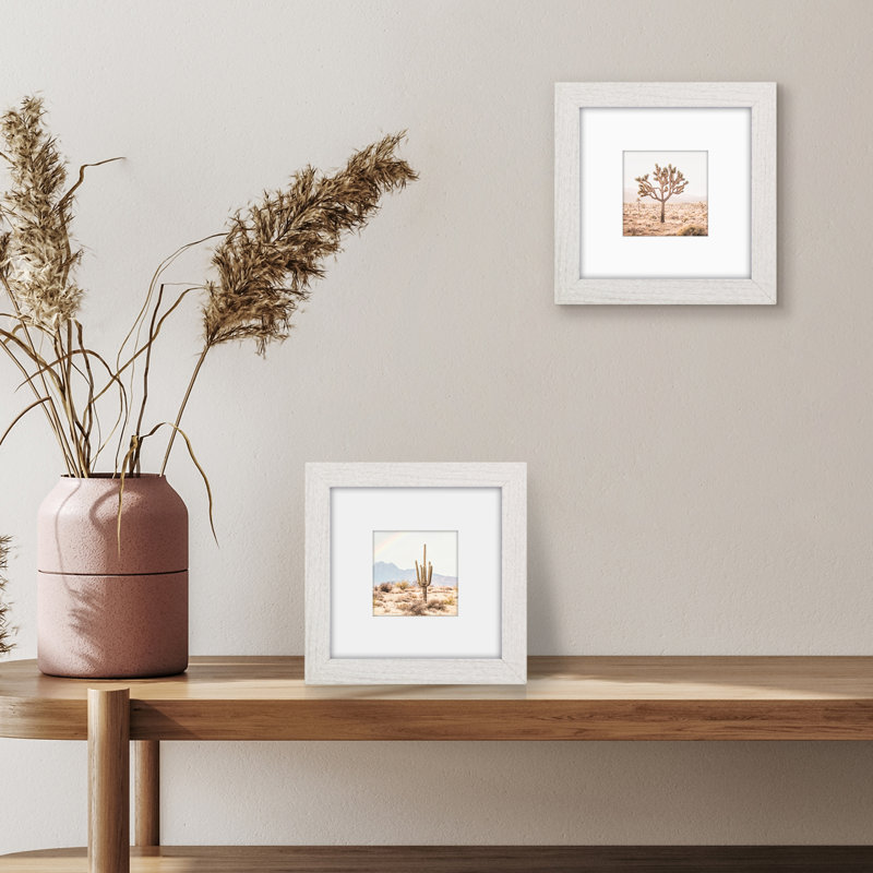 White 8x8 Wide Molding Picture Frame with Mat