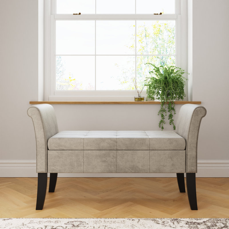 Laconia Chenille Upholstered Storage Bench, Silver