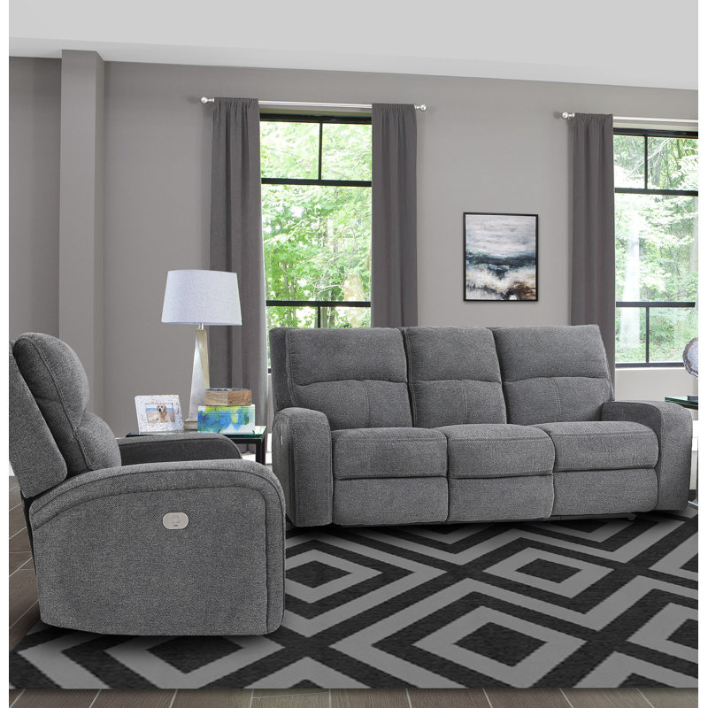 Polla Power Reclining Sofa And Recliner, Bizmark Grey