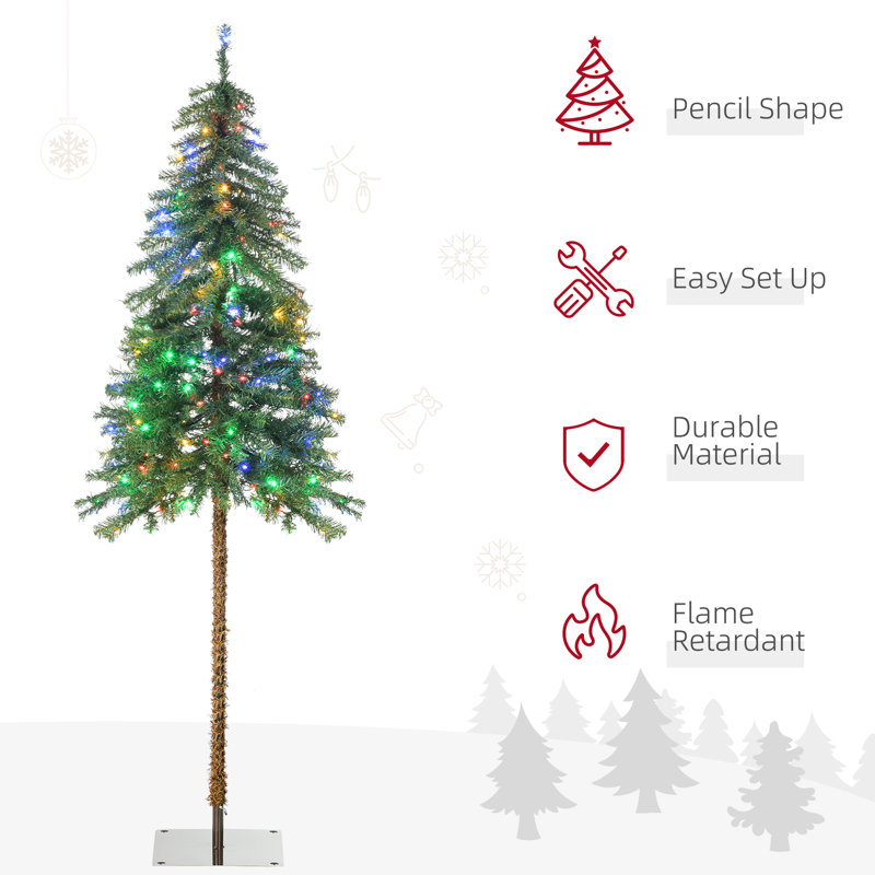 Arbre de Noël artificiel 6 pi avec 175 lumières DEL (blanc chaud / coloré) et base en acier HOMcom