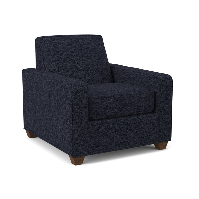Avery Upholstered Armchair, Montana Walnut, Fluff Wall Street
