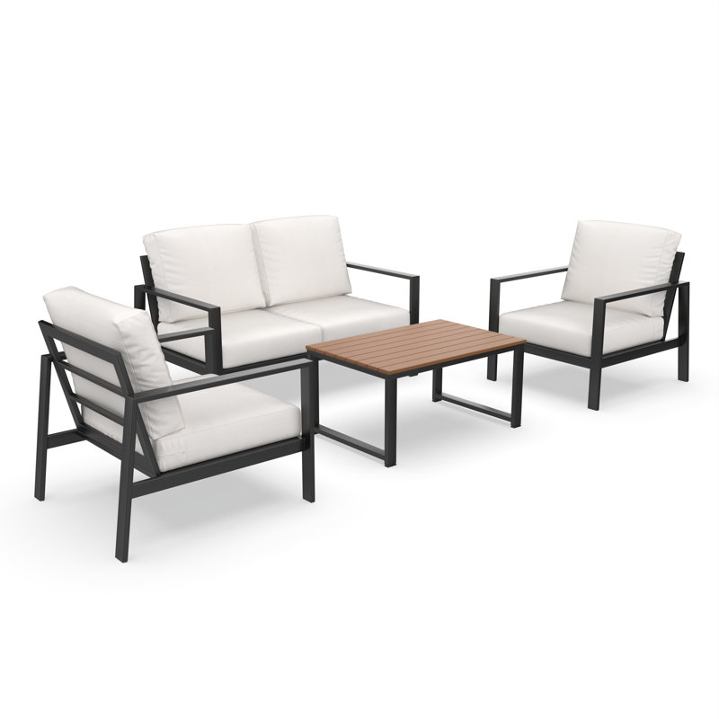 Townsend Sofa Seating Group with Sunbrella® Cushions, Sunbrella Canvas Natural, Mahogany