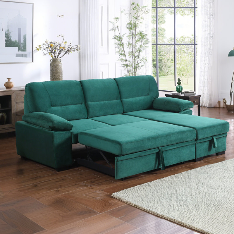 Canapé-lit modulaire réversible en velours 97,5 po avec méridienne