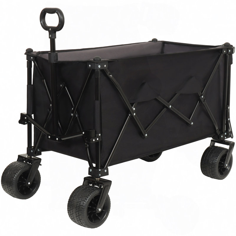 Chariot pliable avec hayon rallongé, chariot de rallonge de chariot extra long, chariot de chariot de plage robuste 480 lb avec de grandes roues tout-terrain