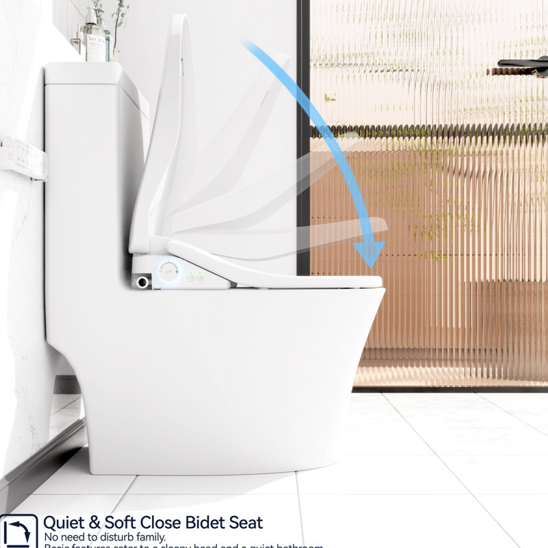 Adjustable Bidet Toilet Seat - Automatic Cleaning, Sensor Open/Close Lid, Heated Nozzle Clean, 3 Levels