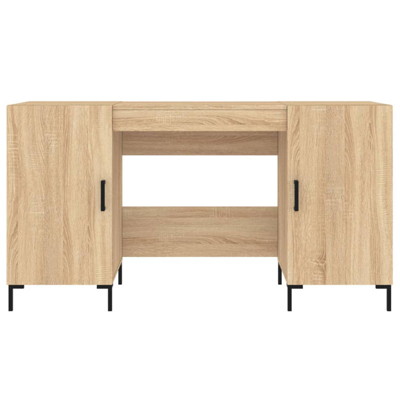 Diawara Metal Base Writing Desk, Light Brown