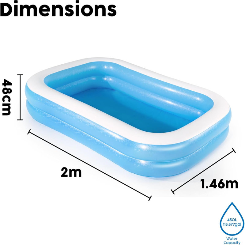 Vinyl Rectangle Inflatable Pool H x W x L, 262'L x 175'W x 51' H