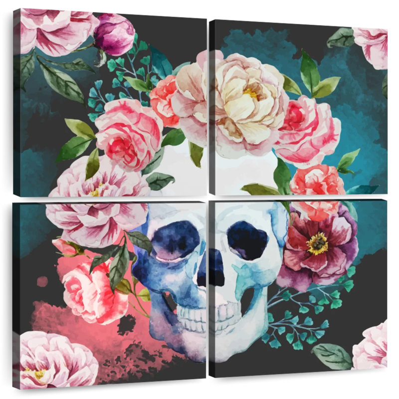 Crâne floral, H 74 po x l 74 po