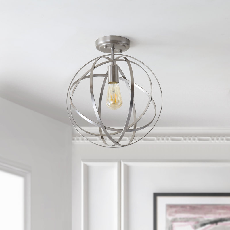 Setser Orb Metal LED Flush Mount, Nickel, 15" H x 13" W x 13" D