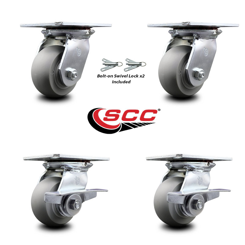 4 Piece Thermoplastic Rubber Caster Set