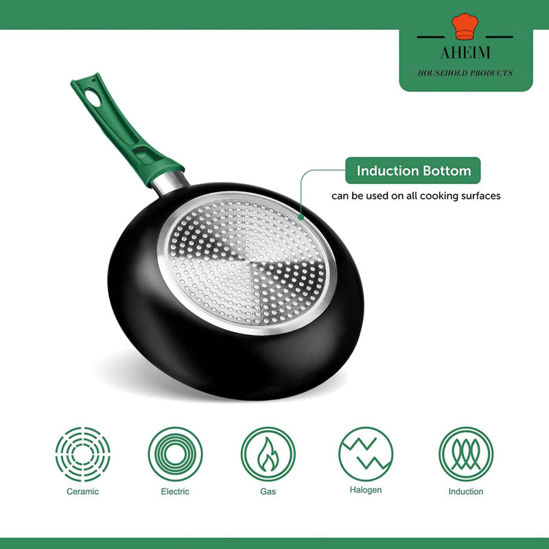 Green 11-Piece Aluminum Nonstick Cookware Set with Glass Lids