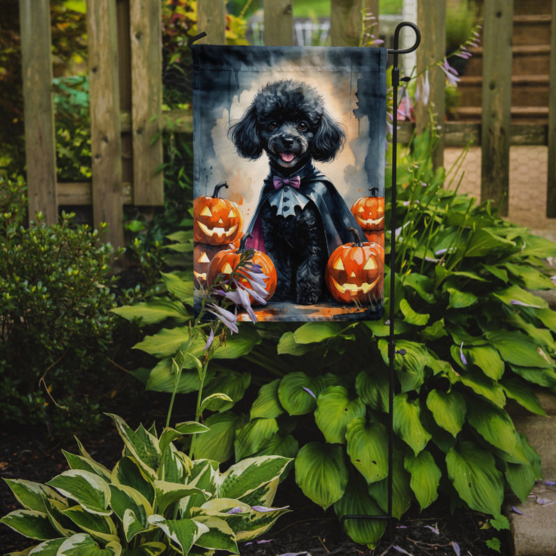 Drapeau de jardin chiot Halloween, Caniche noir