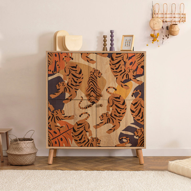 Armoire polyvalente moderne avec pieds en bois, Sonomo et rouge bordeaux, 37,4 x 43,7 x 14,2 pouces | 100% panneau de particules enduit de mélamine, épaisseur: 0,7 pouce | Revêtement UV, nombreuses tablettes, fixation murale, idéale pour les solutions de rangement élégantes