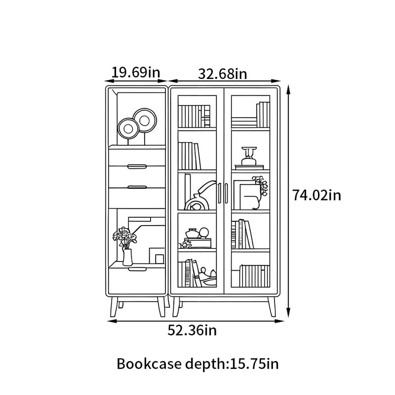 Modern simple style solid wood bookcase