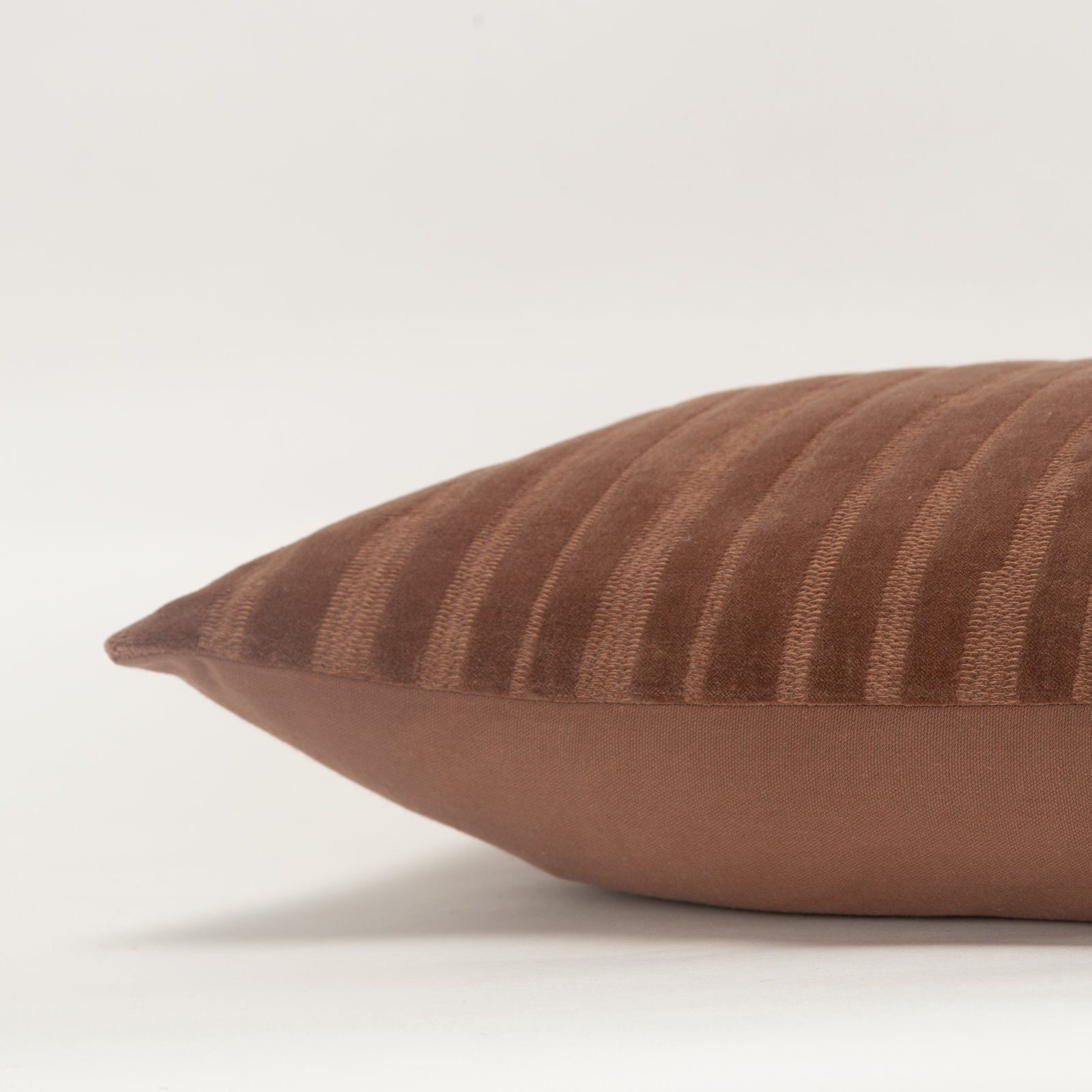 Zorina Embroidered Cotton Lumbar Throw Pillow, Brown