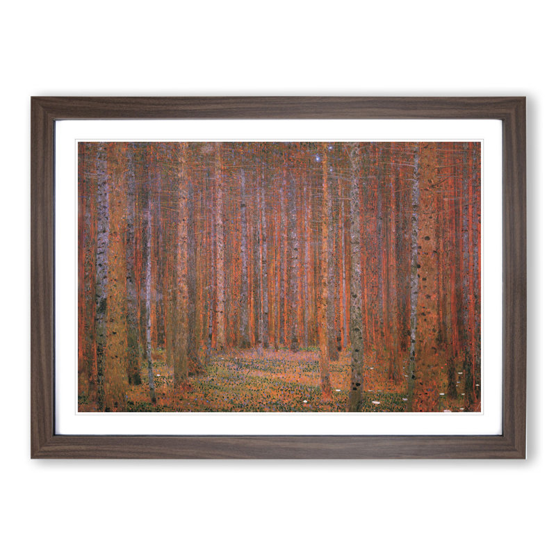 Pine Tree Forest by Gustav Klimt - Picture Frame Painting, Walnut Framed, 48cm H x 65cm W x 2cm D