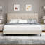 Base de lit plateforme robuste avec tête de lit en tissu réglable en hauteur-187940906-187940909