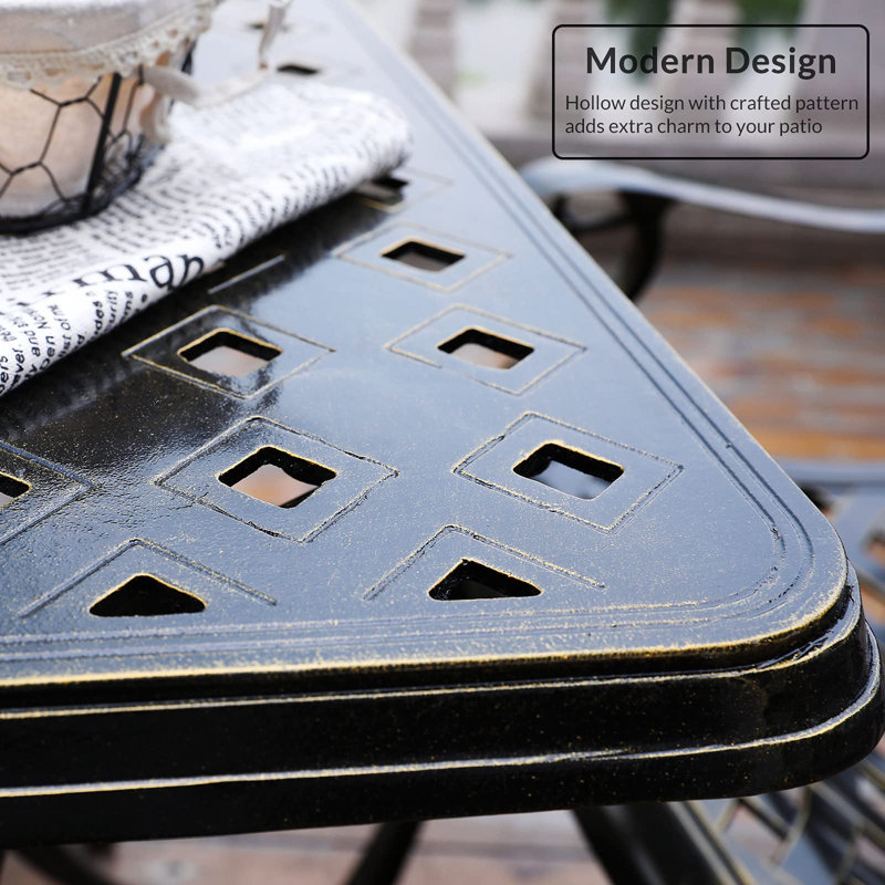 Dark Bronze Cast Aluminum Square Outdoor Bistro Table