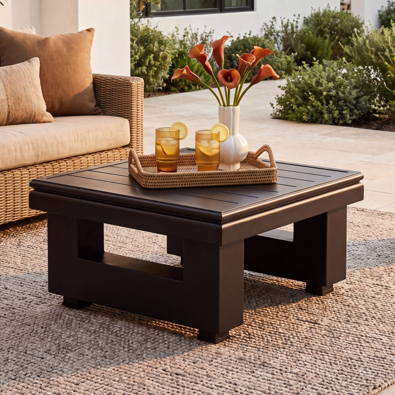 Melrose Square Metal Outdoor Side Table
