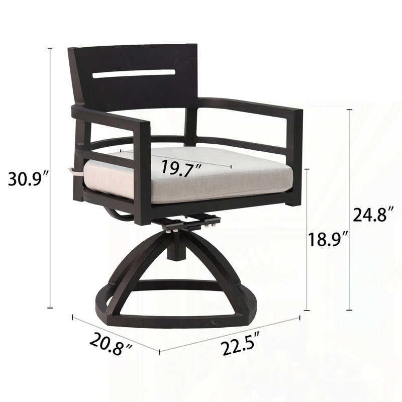 Chaise berçante pivotante en aluminium pour l'extérieur 2 pièces