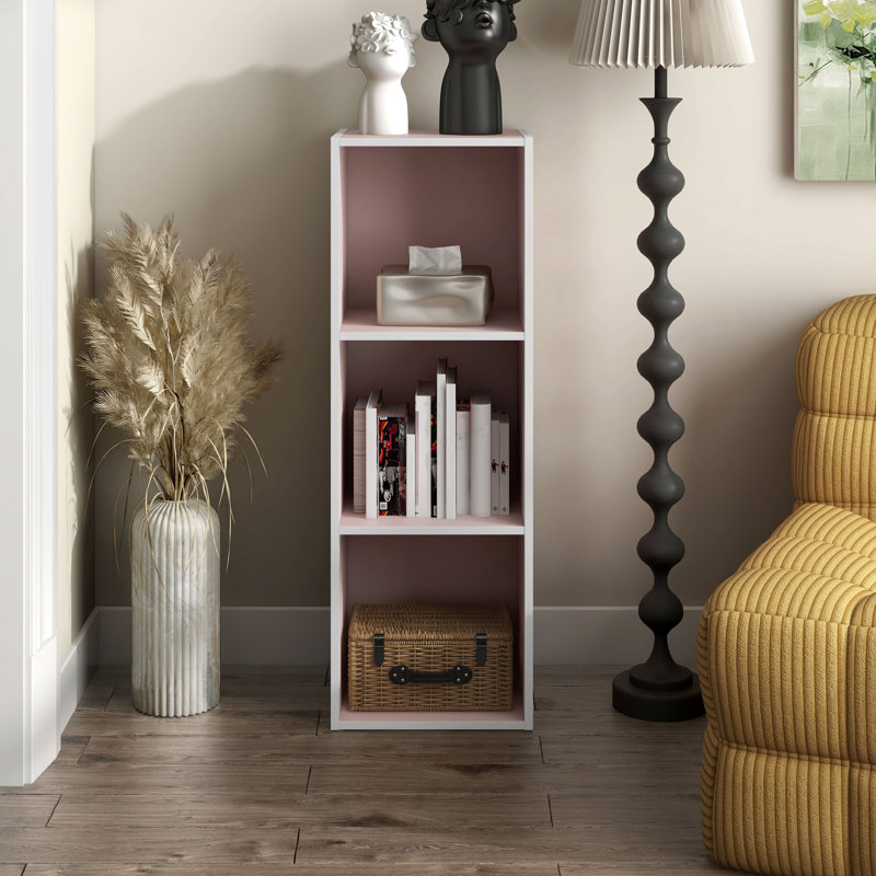Bibliothèque de rangement Breayla, 3 cubes, Rose clair