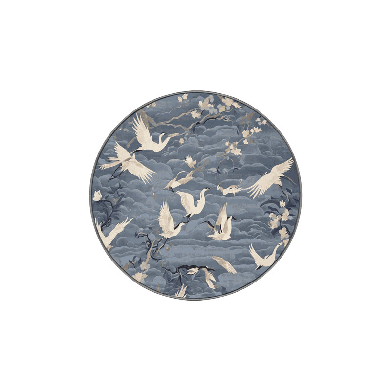 Tapis gris lavable à la machine, Rond 6 pi