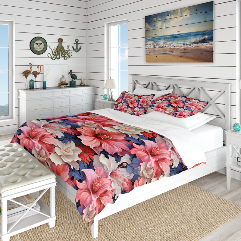Coral Mirage Vii Tropical Pattern III - Ensemble de housse de couette tropical