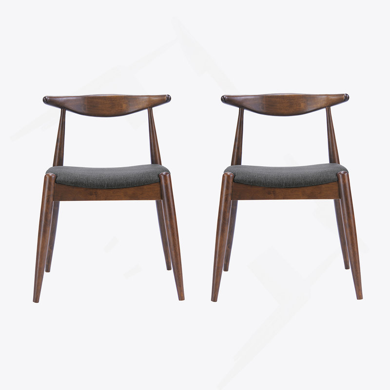 Chaises en tissu, ensemble de 2, Gris anthracite, Marron foncé